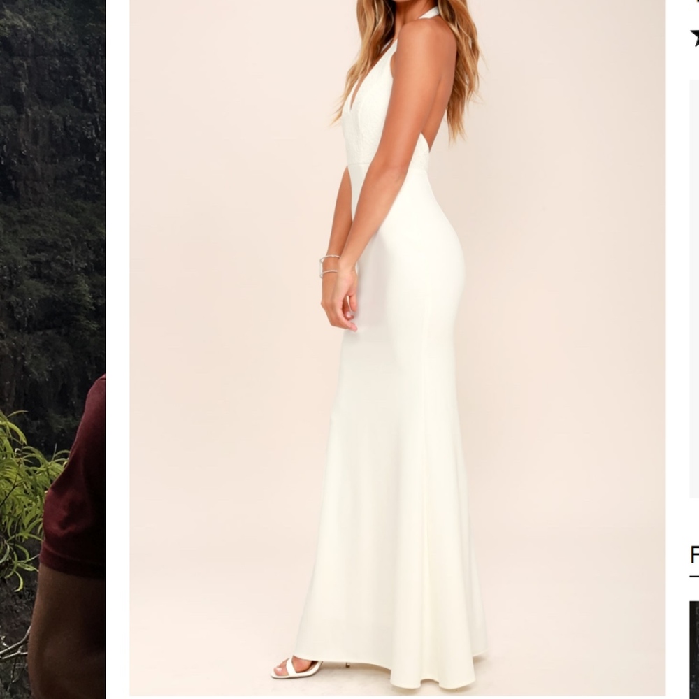 Lace Halter wedding dress/ prom dress/ white gound